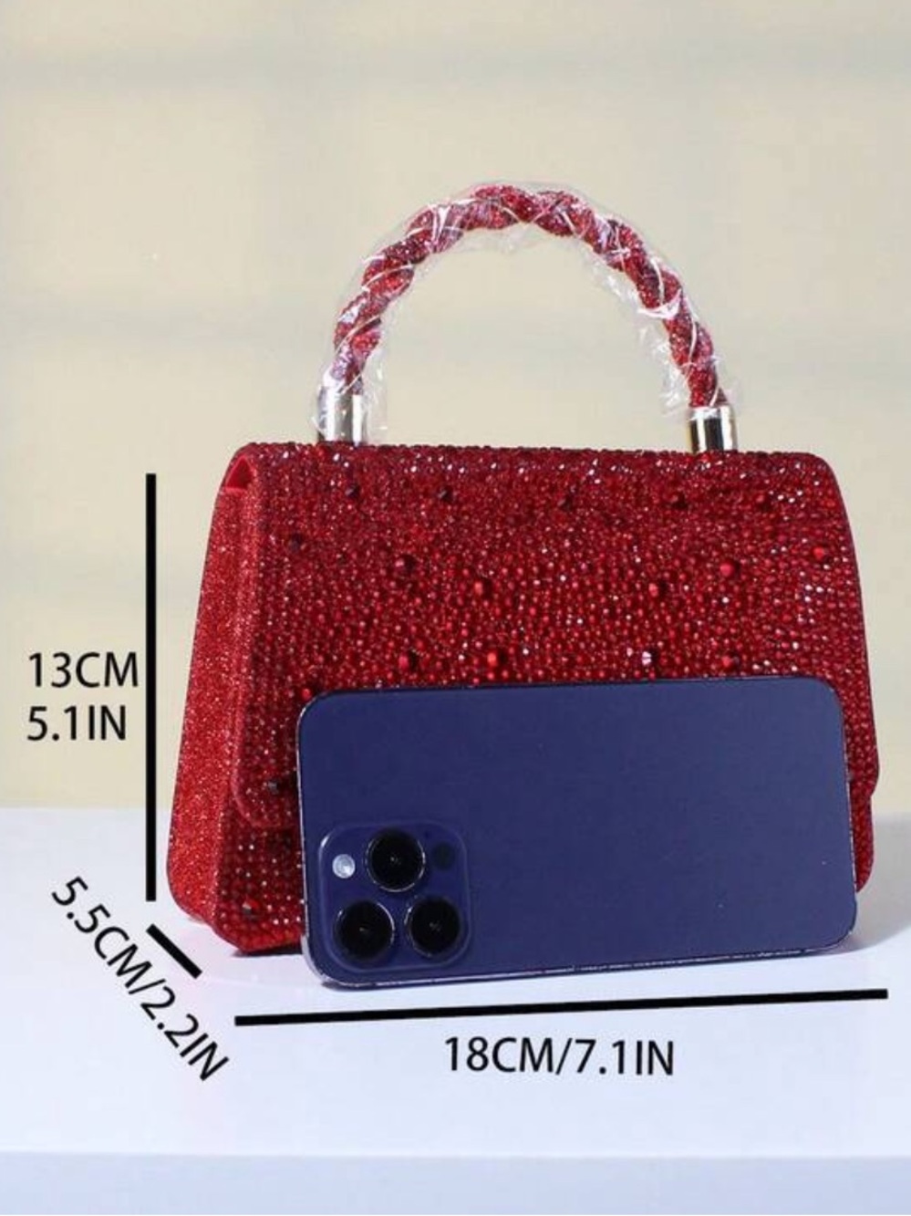 Elegant Sequin Top-Handle Bag in Fuchsia Pink - Picture 4 of 16